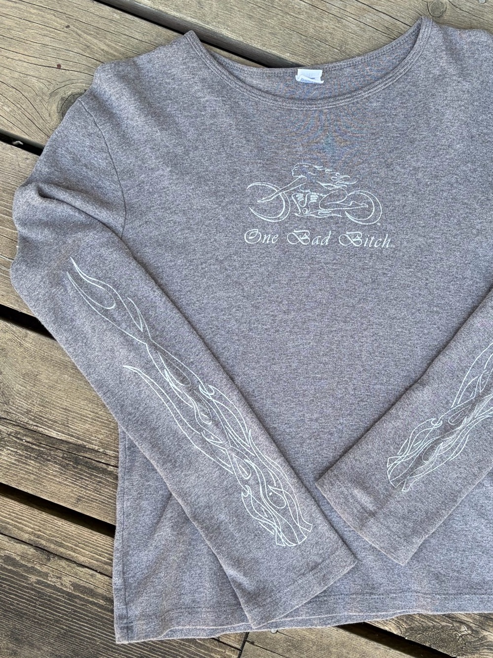 BELLA Top HARLEY DAVIDSON Type Cotton Long Sleeve Tee Gray Silver Size Large